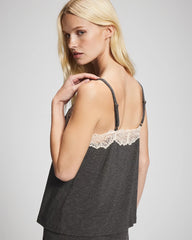 Soma / Lace Trim Camisole CHARCOAL HEATHER W/ SHINE