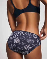 Soma / Edge Hipster Panty with Lace MEANDERING GARDEN M NAVY