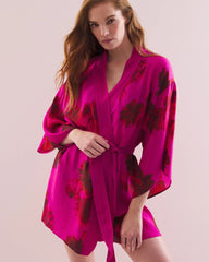 Soma / Silk Chiffon Short Robe VA VA BLOOMS PINK