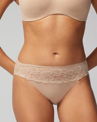 Soma / Cotton Blend Hipster Panty with Lace WARM AMBER