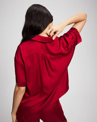 Soma / Short Sleeve Notch Collar Pajama Top PAINT THE TOWN RED