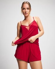 Soma / Lace Relaxed Pajama Short PAINT THE TOWN RED