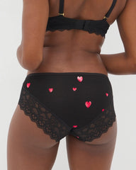 Soma / Hipster Panty with Enchanting Lace FLOATING HEARTS BLACK RED