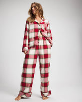 Soma / Velvet Piped Relaxed Pajama Pant WINTER PLAID RED