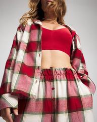 Soma / Velvet Piped Relaxed Pajama Pant WINTER PLAID RED