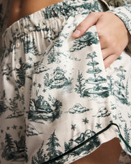 Soma / Piped Boxer Pajama Short ENCHANTED TOILE GREEN