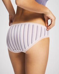 Soma / Cotton Hipster Panty with Lace Trim RELAX STRIPE MINI OPAL