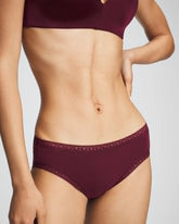 Soma / Cotton Hipster Panty with Lace Trim VELVET PLUM