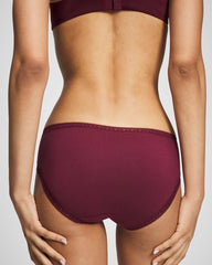 Soma / Cotton Hipster Panty with Lace Trim VELVET PLUM