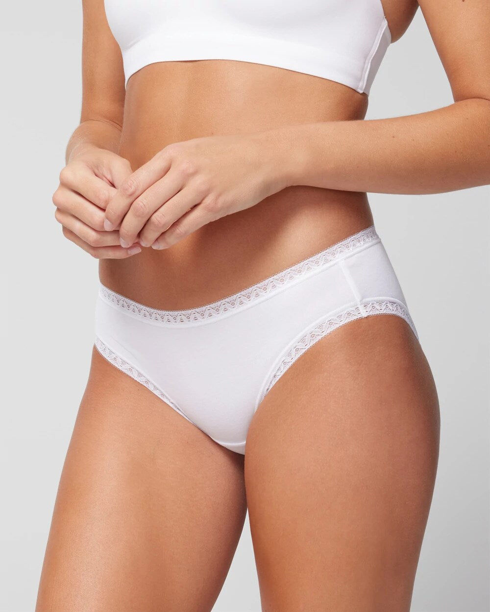 Soma / Cotton Hipster Panty with Lace Trim OPTIC WHITE