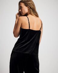 Soma / Velvet Lace Trim Pajama Cami BLACK
