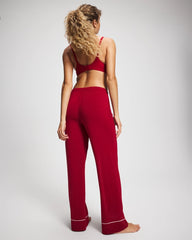 Soma / Pajama Pant w/ Cuff and Piping PAINT THE TOWN RED