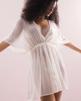 Soma / Soma's Sexiest Crinkle Chiffon Tie Robe IVORY