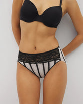 Soma / Edge High-Leg Panty with Lace CABANA STRIPE BLACK