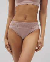 Soma / Cotton Blend High-Leg Panty with Lace ADOBE ROSE
