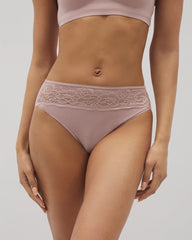 Soma / Cotton Blend High-Leg Panty with Lace ADOBE ROSE