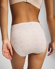 Soma / Tummy High-Leg Brief Panty with Lace DRAMA DOTS CHAMPAGNE