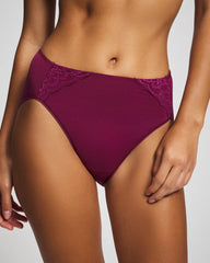 Soma / Tummy High-Leg Brief Panty with Lace POMEGRANATE WINE