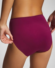 Soma / Tummy High-Leg Brief Panty with Lace POMEGRANATE WINE