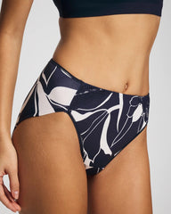 Soma / Tummy High-Leg Brief Panty with Lace NOUVEAU FLORA MINI NAVY