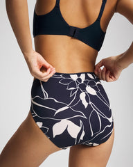 Soma / Tummy High-Leg Brief Panty with Lace NOUVEAU FLORA MINI NAVY