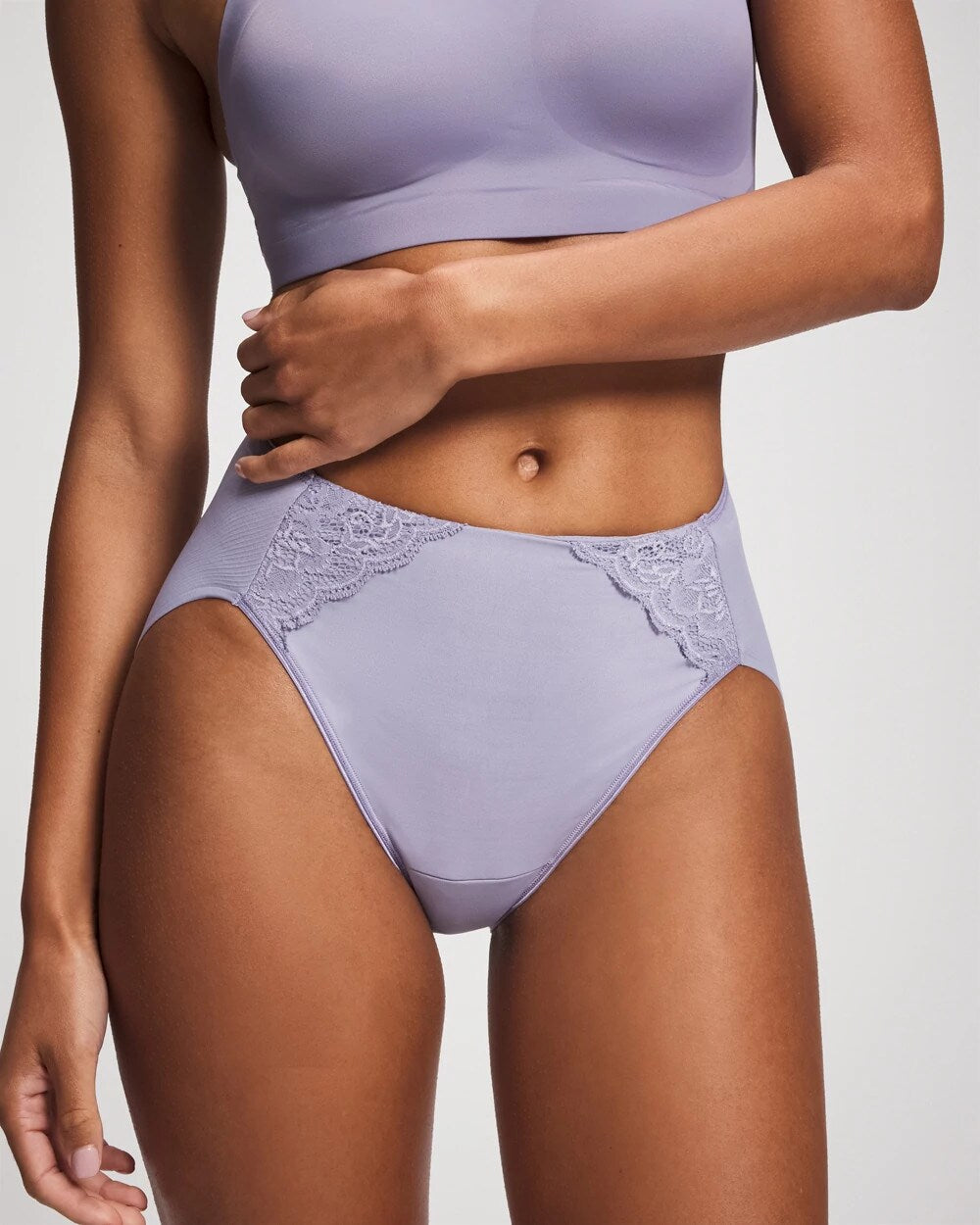 Soma / Tummy High-Leg Brief Panty with Lace LAVENDER CLOUD