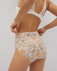 Soma / Tummy High-Leg Brief Panty with Lace VINE PAISLEY CHAMPAGNE M