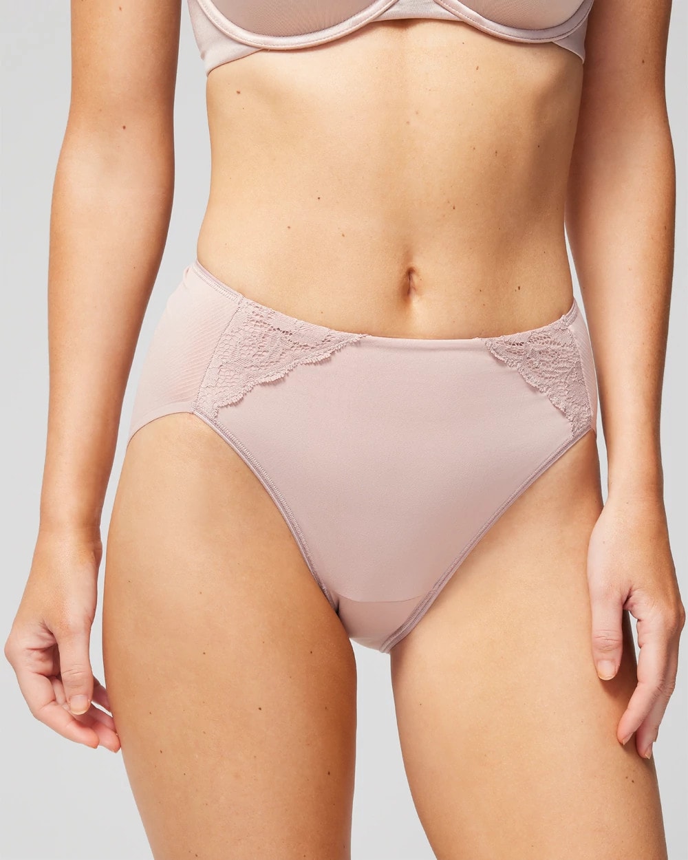 Soma / High-Leg Brief Panty with Lace ADOBE ROSE