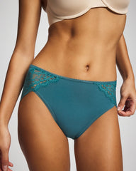 Soma / High-Leg Panty with Enchanting Lace CERULEAN TEAL