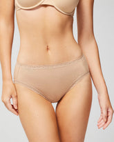 Soma / Cotton High-Leg Brief Panty with Lace Trim WARM AMBER