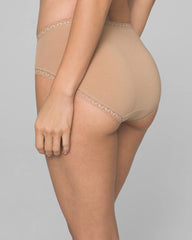 Soma / Cotton High-Leg Brief Panty with Lace Trim WARM AMBER