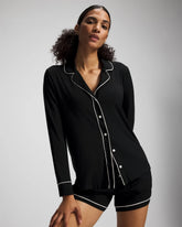 Soma / Long-Sleeve Notch Collar Pajama Top BLACK