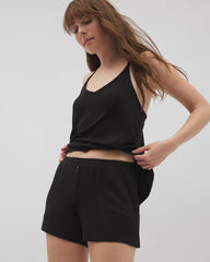 Soma / Lightweight Rib Knit Pajama Shorts BLACK