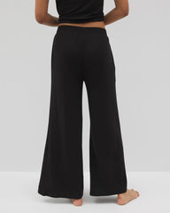 Soma / Lightweight Rib Knit Wide Leg Pajama Pants BLACK