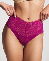 Soma / High-Waist Thong Panty with Enchanting Lace MAGENTA ORCHID