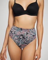 Soma / Tummy High-Waist Thong Panty REGAL PAISLEY BLACK MINI
