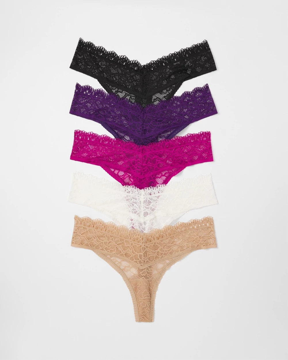 Soma / Thong Panty with Enchanting Lace 5 Pack MAJESTIC PURPLE MULTIPACK
