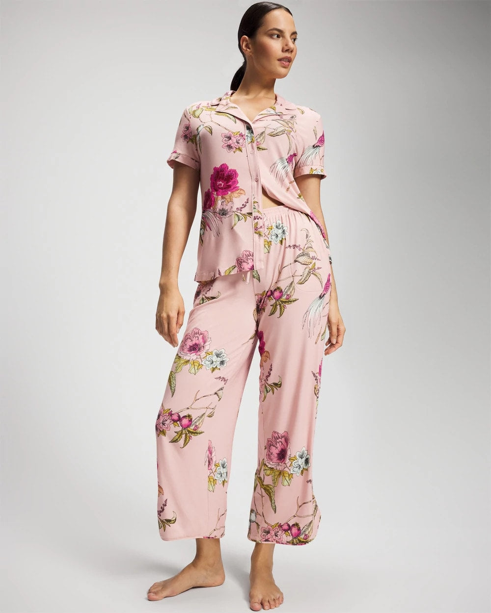 Soma / Piped Crop Pajama Pant FEATHERED FANCY PINK