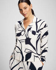 Soma / Long-Sleeve Notch Collar Pajama Top NOUVEAU FLORA CHAMP