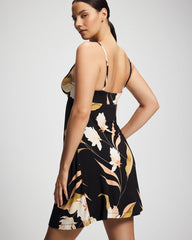 Soma / Satin Trim Chemise MYSTIC BLOOMS BLACK MID