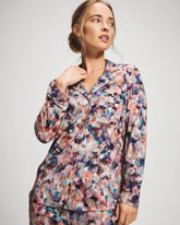 Soma / Long-Sleeve Notch Collar Pajama Top PETAL MOSAIC PETROL