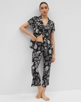 Soma / Cropped Pajama Pants MEANDERING GARDEN BLACK