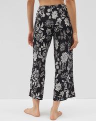 Soma / Cropped Pajama Pants MEANDERING GARDEN BLACK