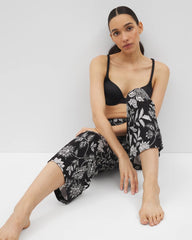 Soma / Cropped Pajama Pants MEANDERING GARDEN BLACK