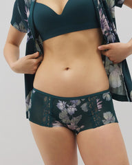 Soma / Boyshort Panty with Enchanting Lace HAVEN BOTANICAL M DK SEA