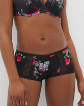 Soma / Boyshort Panty with Enchanting Lace RHAPSODY FLORA MINI BLACK