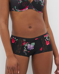 Soma / Boyshort Panty with Enchanting Lace RHAPSODY FLORA MINI BLACK