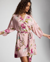 Soma / Kimono Short Robe FEATHERED FANCY PINK