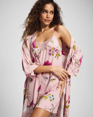 Soma / Kimono Short Robe FEATHERED FANCY PINK