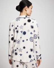 Soma / Cool Nights Long Sleeve Notch Collar with Piped Placket Pajama Top CELESTIAL CHARMS CHAMP